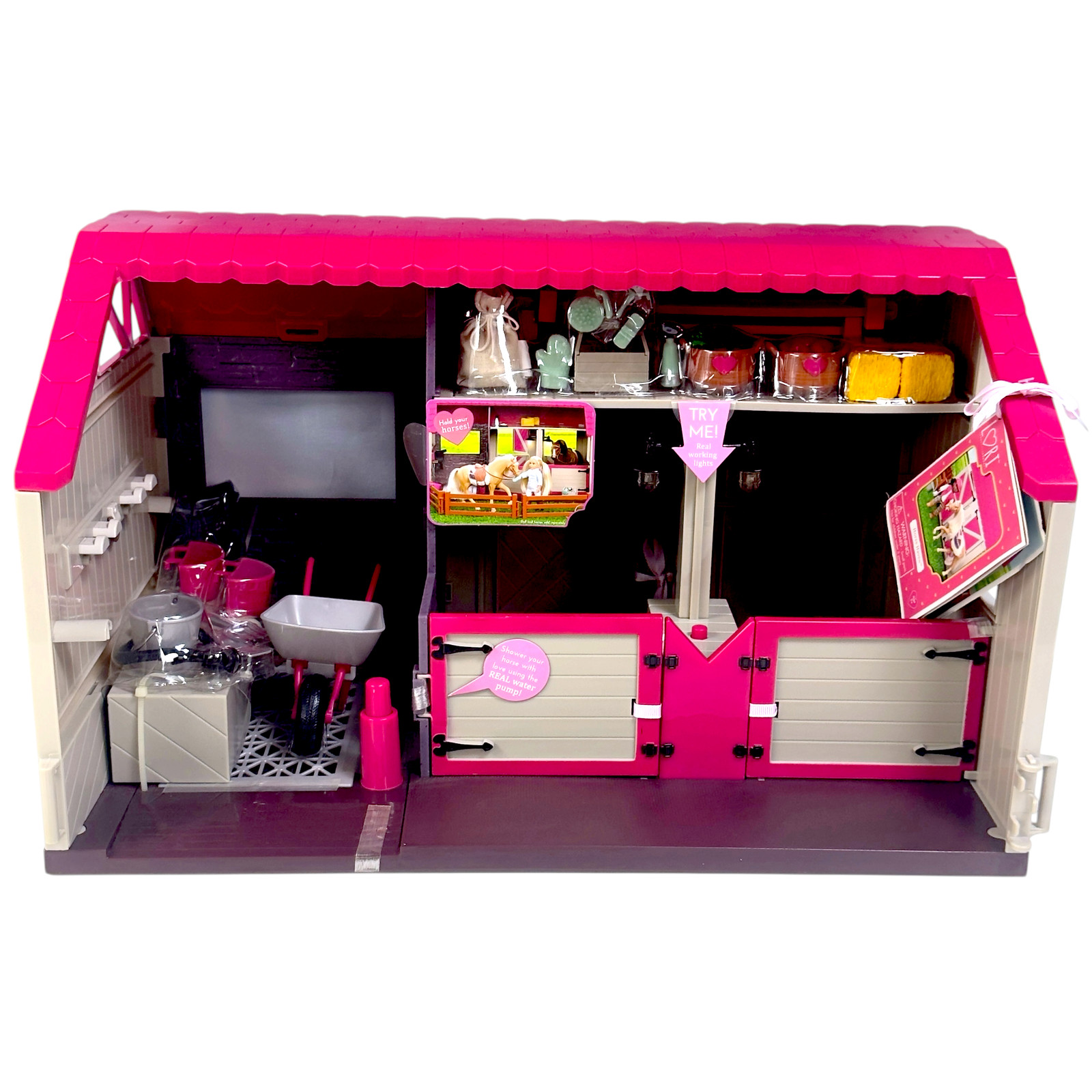 Lori Horse Haven Pink Stable Barn Big Playset 19″ Lights Acces. 2016 Kids Toy 3+