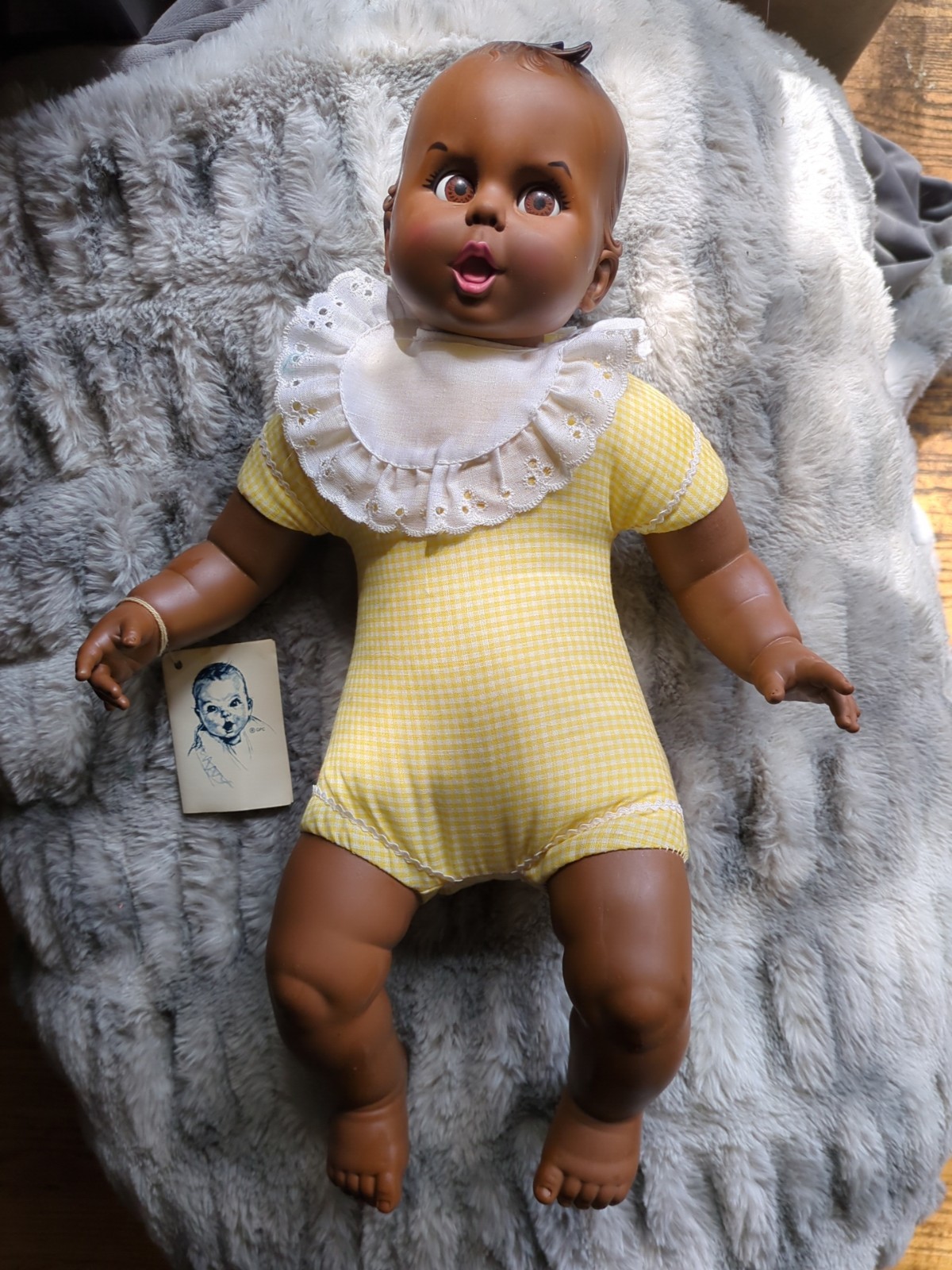 VTG 1979 GERBER BABY DOLL Atlanta Novelty 17″ Brown African American w/Tags