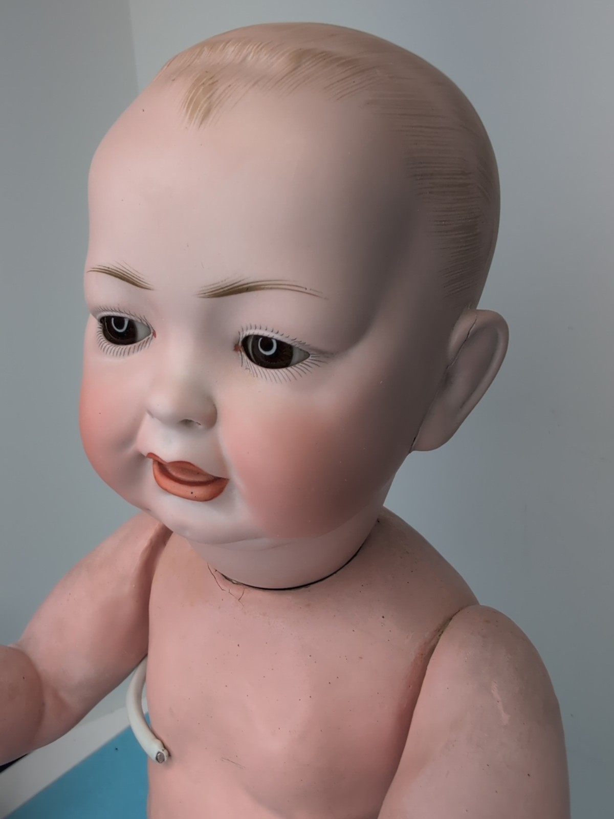 19” Antique Hertel Schwab Bisque Doll Germany 142 11 Open/Closed Mouth Baby #L