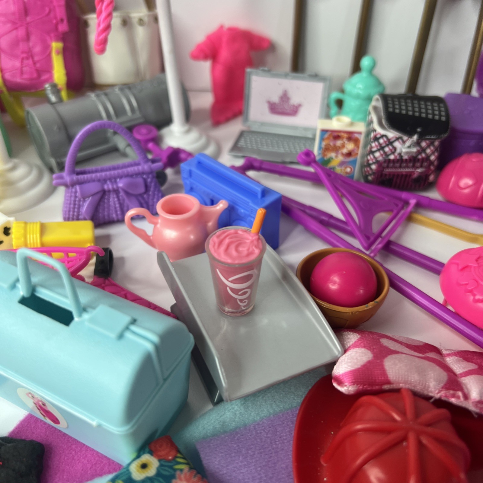 90 Pieces Barbie & Small Doll Assortment Of Accessories Toy Lot Junk Drawer Lot
