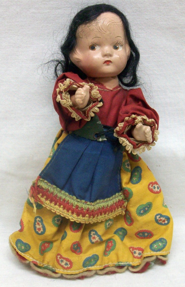 Vintage Composition Doll from Mexico, 8″ Tall in Good Condition
