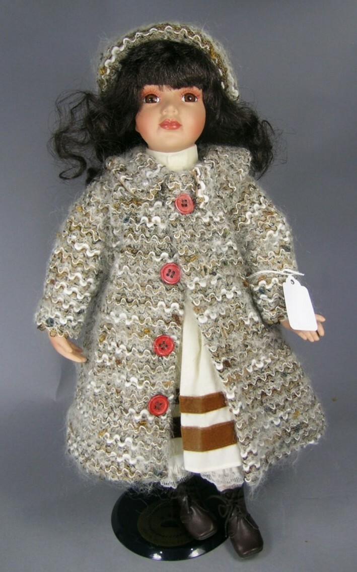 #156* BISQUE DOLL BLACK HAIR BROWN EYES LONG EYELASHES HANDMADE WINTER CLOTHES