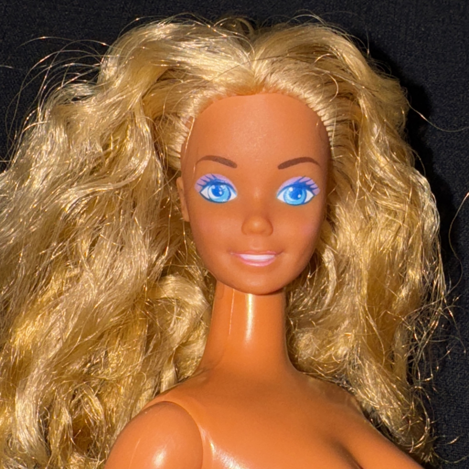 1980s Barbie Doll Two-Toned Blonde Curly Hair Straight Arms Legs Mattel Malaysia