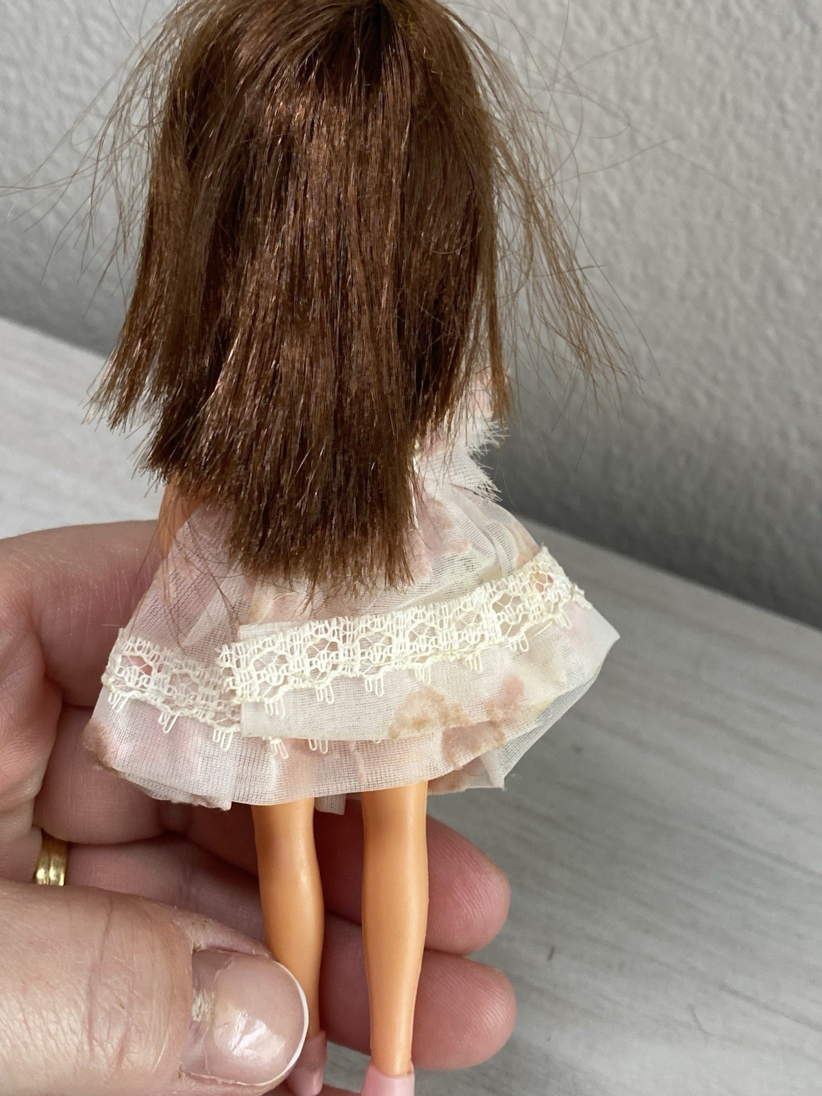 VGUC UNEEDA TINY TEENS 2 brunette Dolls Dress hat FUN TIME Toy Vintage 1960s