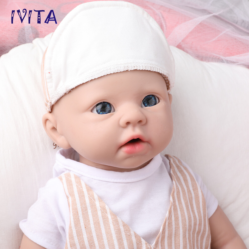 IVITA 19” Blue Eyes Boy Full Silicone Lifelike Reborn Baby Doll Infant Xmas