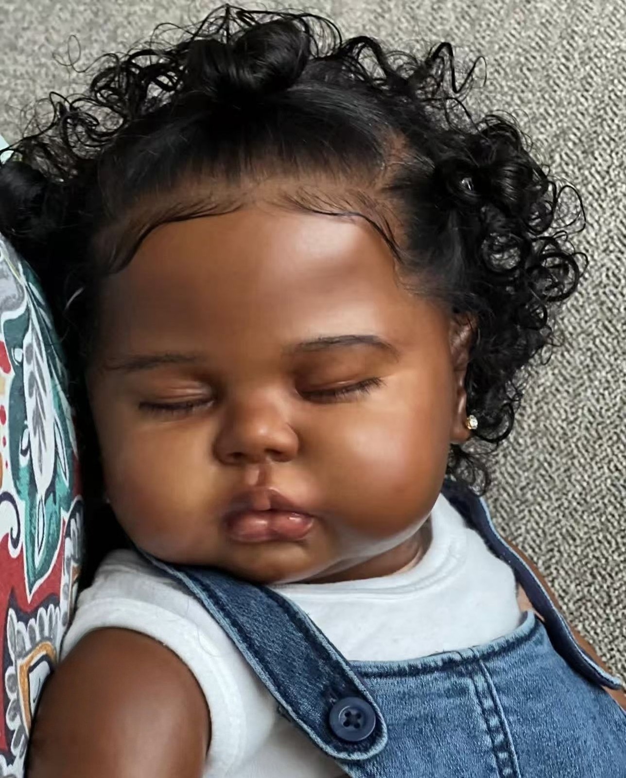 24″ Lifelike African Reborn Baby Doll Toddler Rooted Afro Hair Finished Toy Gift