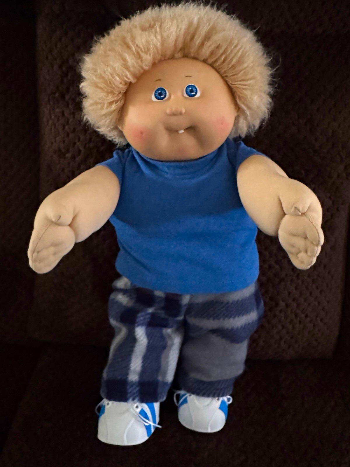 Cabbage Patch Kids Vintage 1985 16in Boy Blonde Fuzzy Blue Eyes Tooth