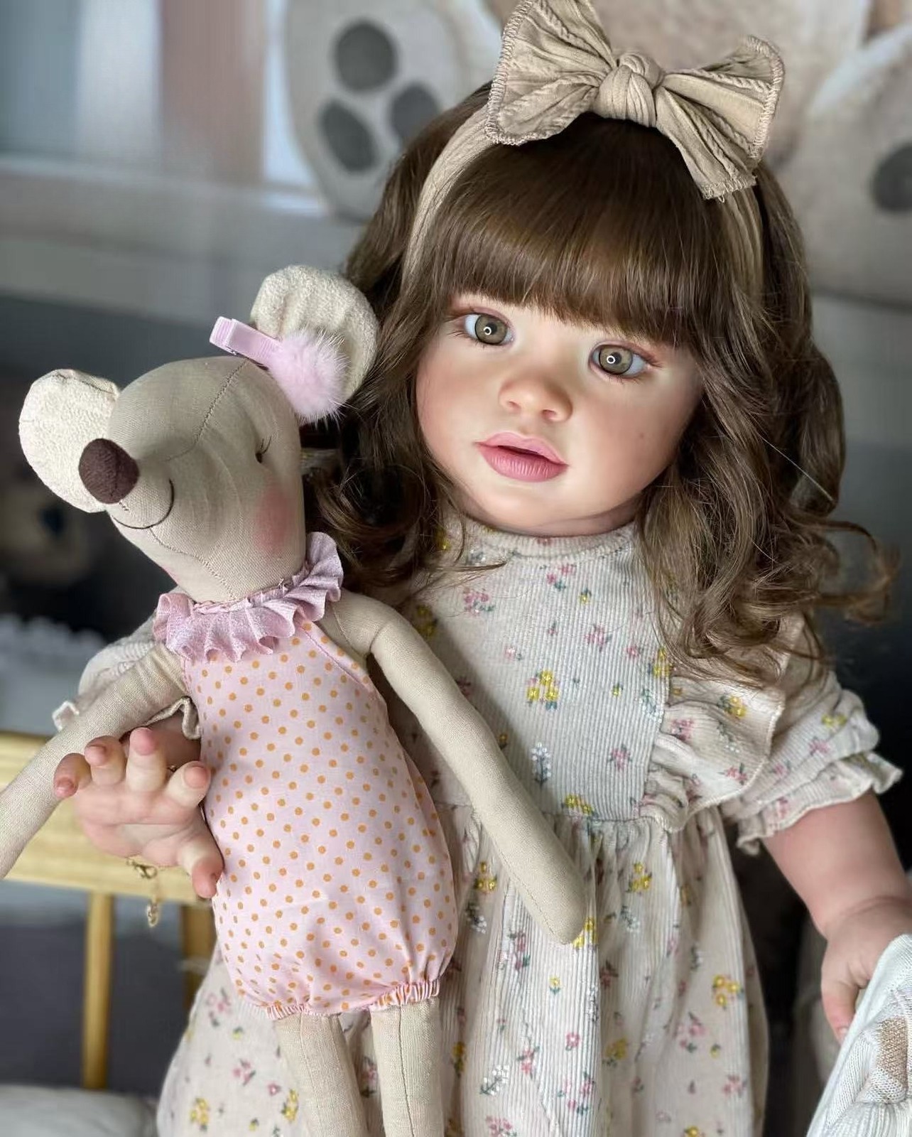 Assembled 26inch Lovely Girl Reborn Baby Doll Toddler Hand-Rooted Hair Toy Gifts