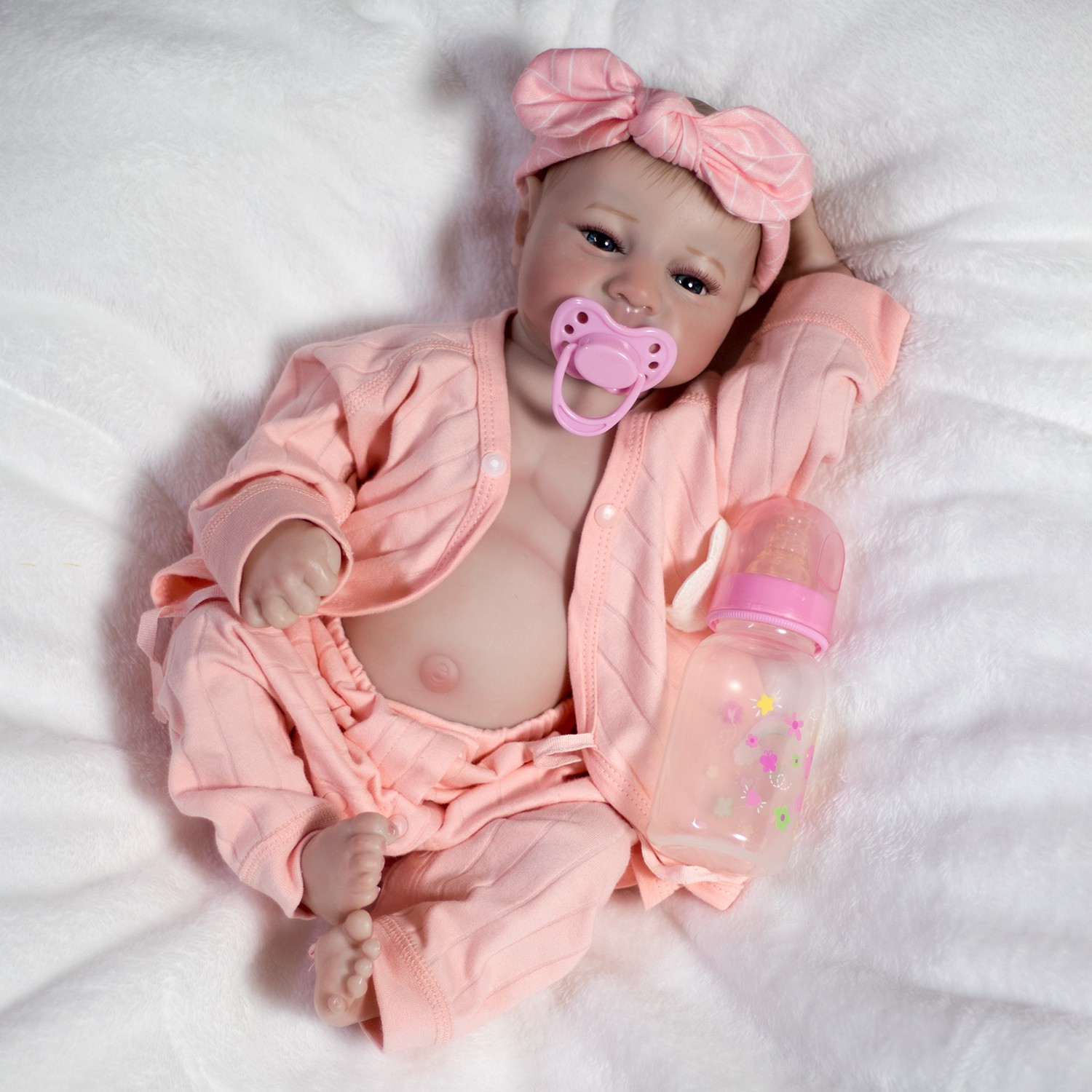 18″ Lifelike Reborn Dolls Twins Full Body Vinyl Silicone Newborn Baby Girl Doll
