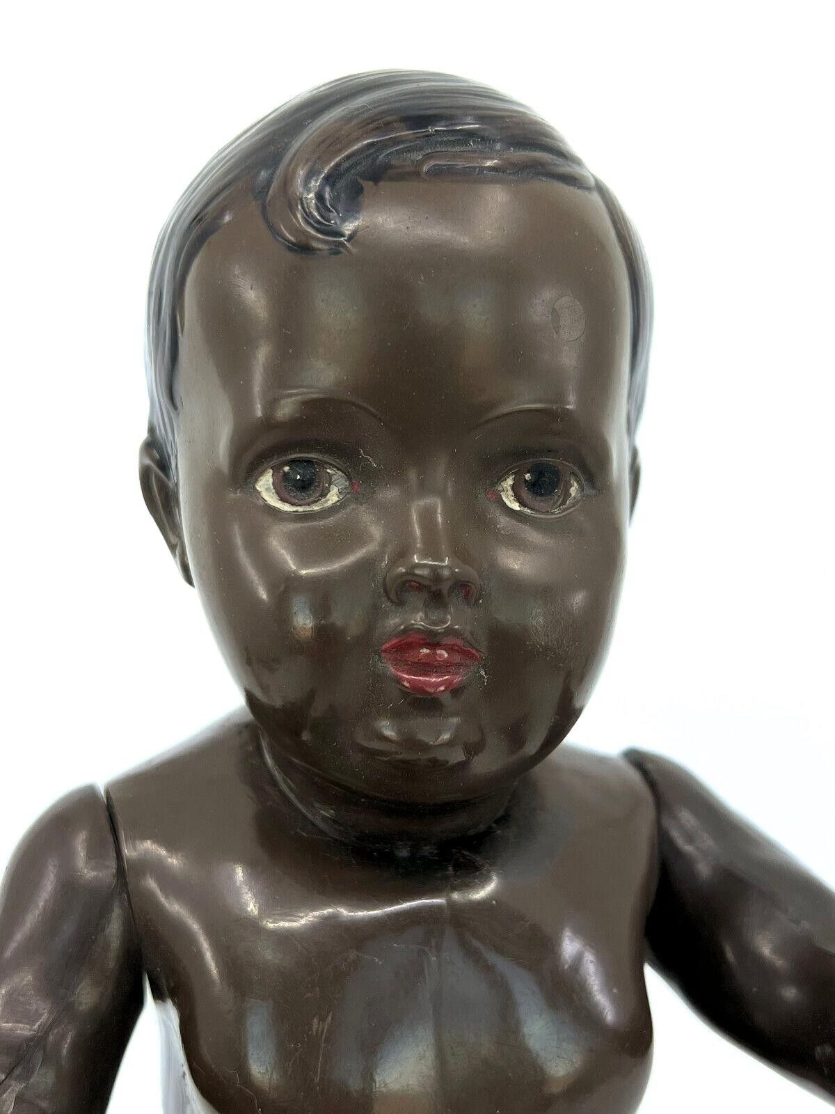 Schildkrot PH Celluloid Black Baby Doll 1920 Jointed 12.5in 32cm DRP Germany Vtg