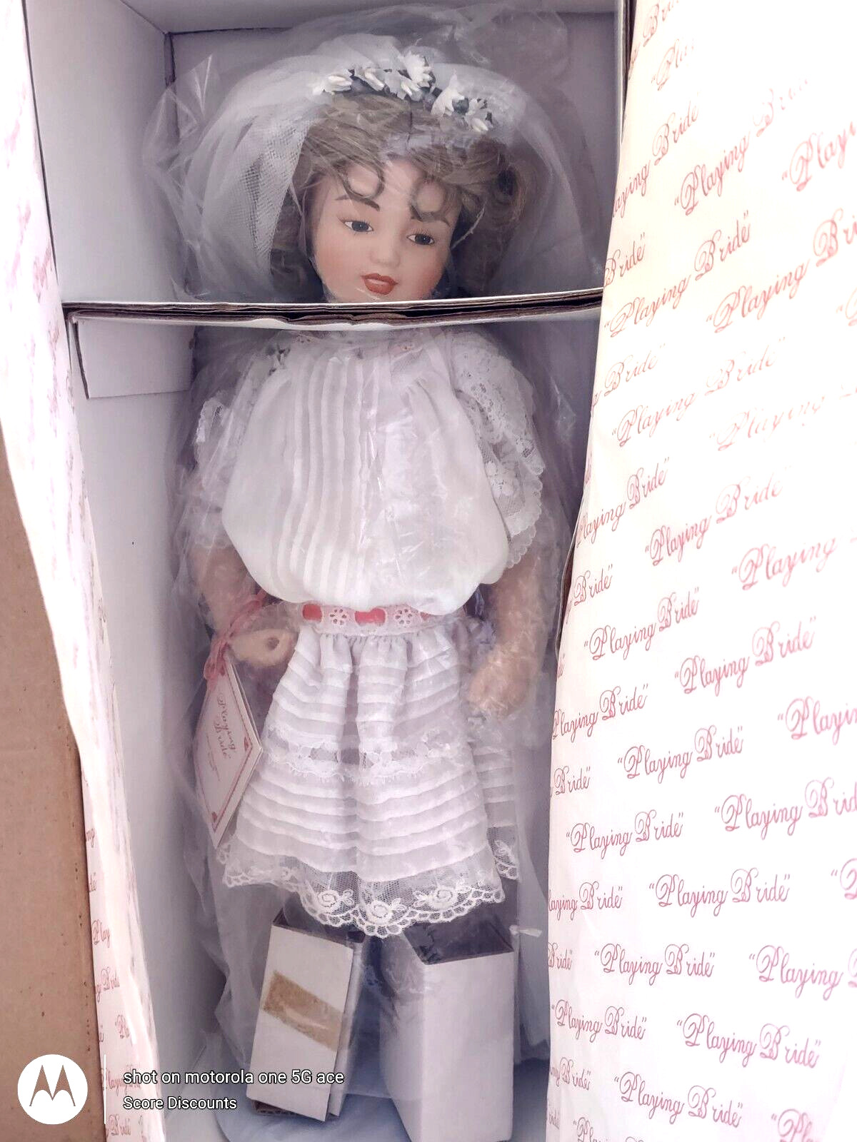 MINT 1988 Authentic Playing Bride Porcelain Doll Maude Humphrey Bogart Hamilton