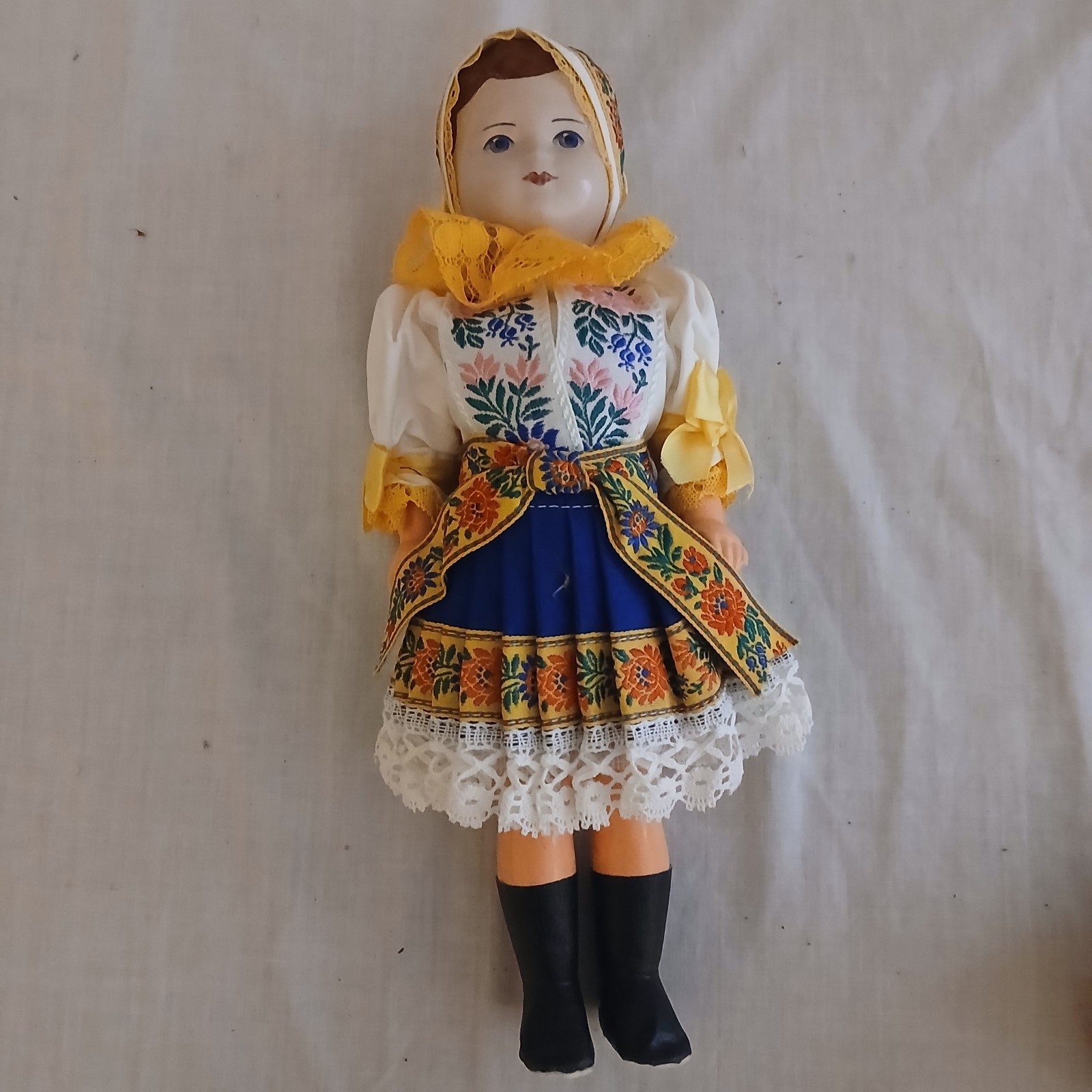 Vintage 1960’s Ethnic Czech Costume Molded Doll Fabric Plastic 12″ Tall