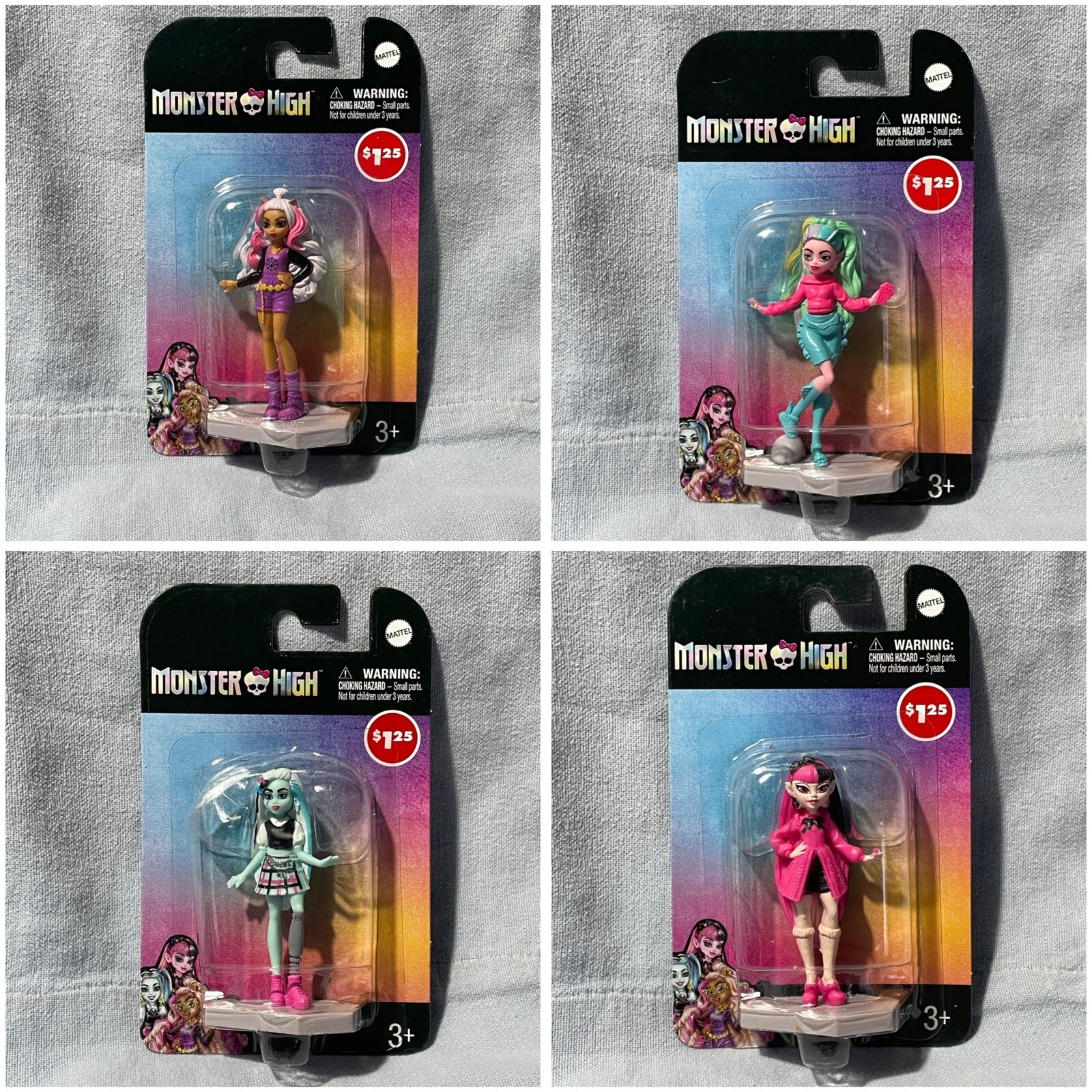 NEW Set of 4 Mattel Monster High Collectible Mini Figures Cake Toppers Toys