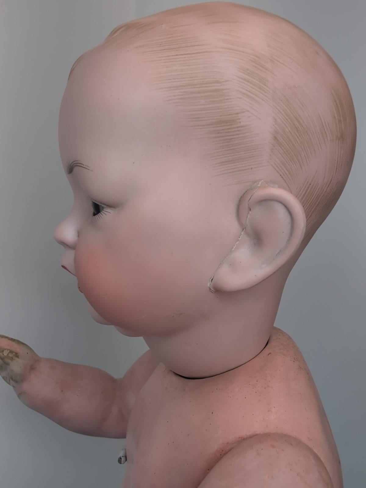 19” Antique Hertel Schwab Bisque Doll Germany 142 11 Open/Closed Mouth Baby #L