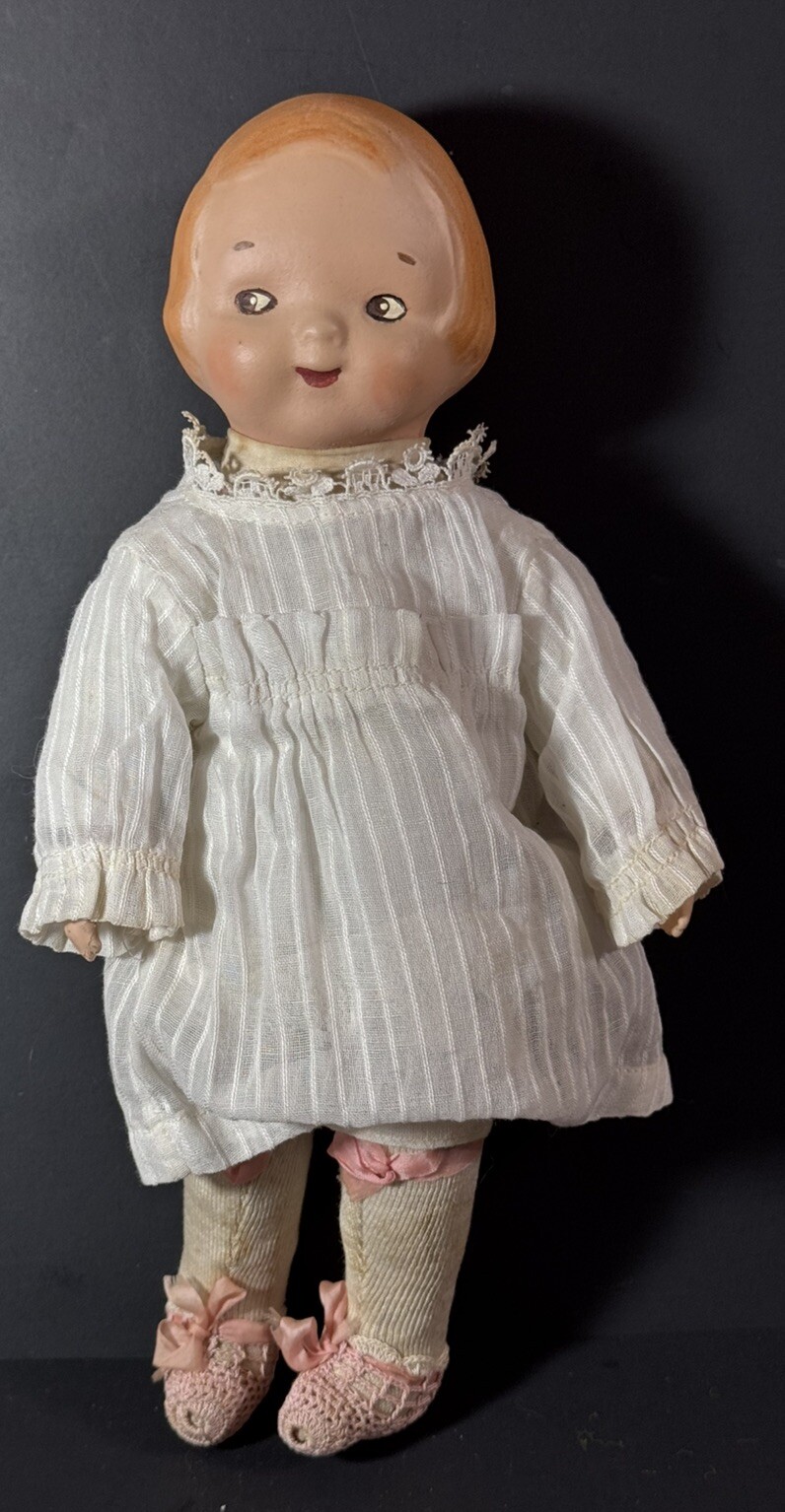ANTIQUE 1910 HORSMAN 12” Composition & Cloth CAMPBELL Kid Doll DISC JOINTED