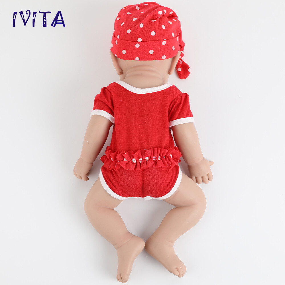 IVITA 17” Full Silicone Baby Doll Girl Realistic Reborn Baby Doll Cute Infant
