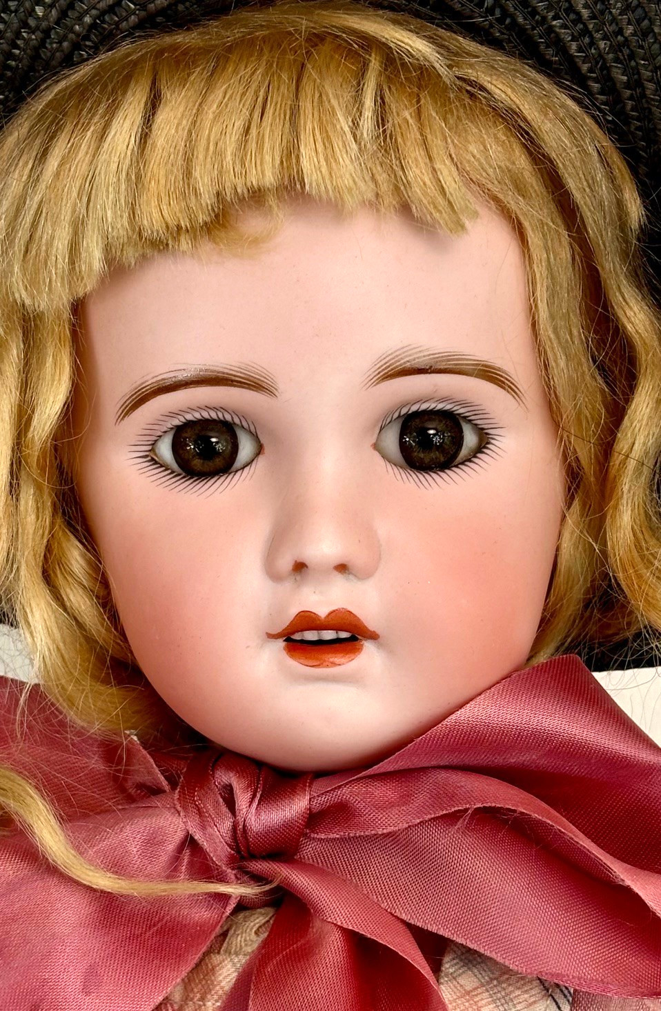 Antique French SFBJ 8 Bisque Head Doll – Open Mouth Stamped Body 21″