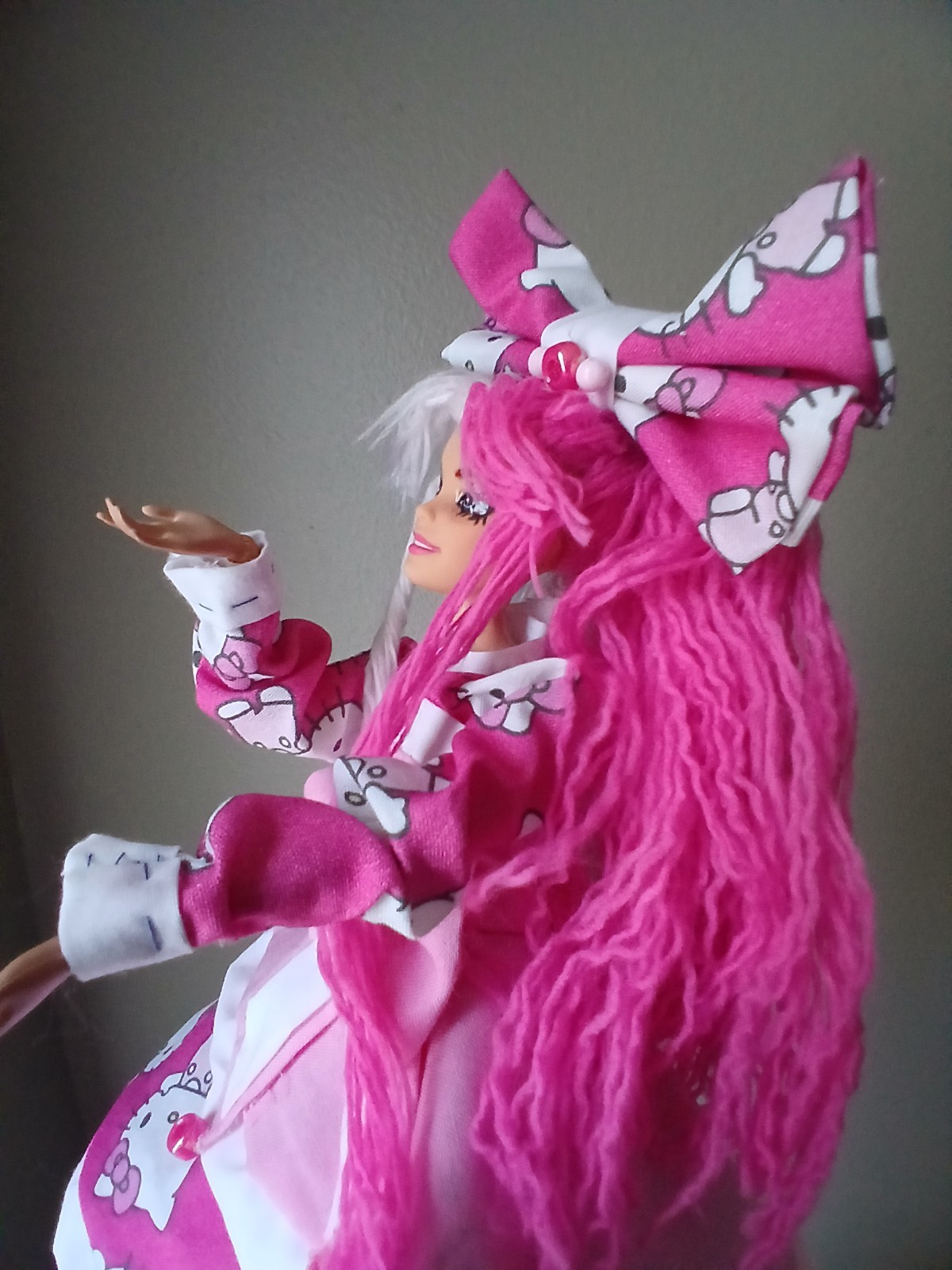 Hello Kitty OOAK Customized Made to move Barbie Doll