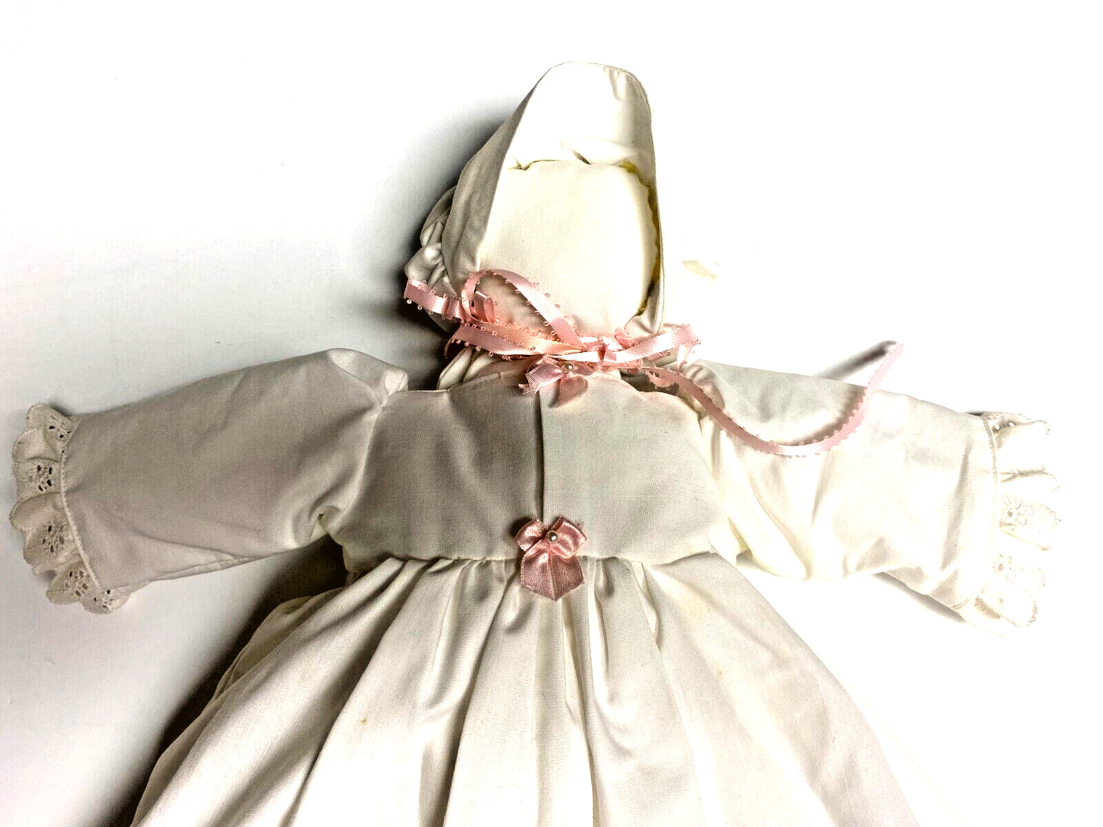 Handmade Faceless Amish Doll White Cotton Clothes/Bonnet/Pantaloons/Lace Quality