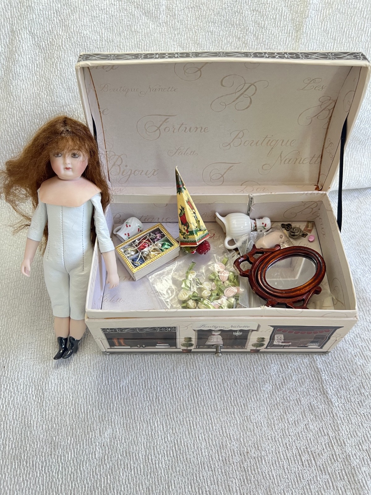 Sandra Hulbert Artist Doll Project Kit 7″ Porcelain Doll & Miniatures Estate