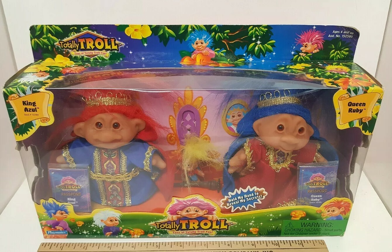 DAM Totally Trolls King Azul Queen Ruby Baby Boxed Set Passport Playmates Toys