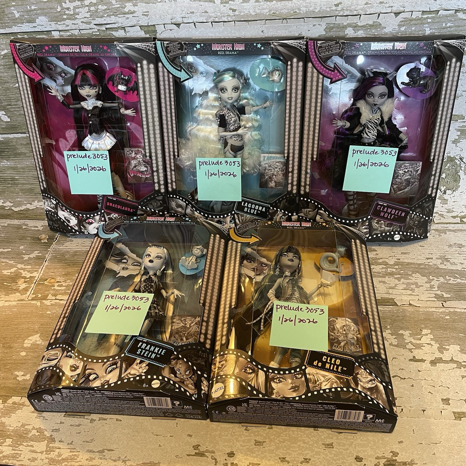 Monster High Reel Drama Draculaura Lagoona Clawdeen Frankie Cleo Full Set Of 5