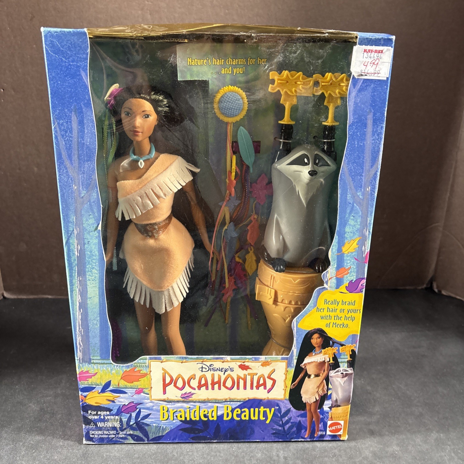 BRAIDED BEAUTY POCAHONTAS MATTEL VINTAGE FASHION DOLL FIGURE YELLOW NEW BARBIE