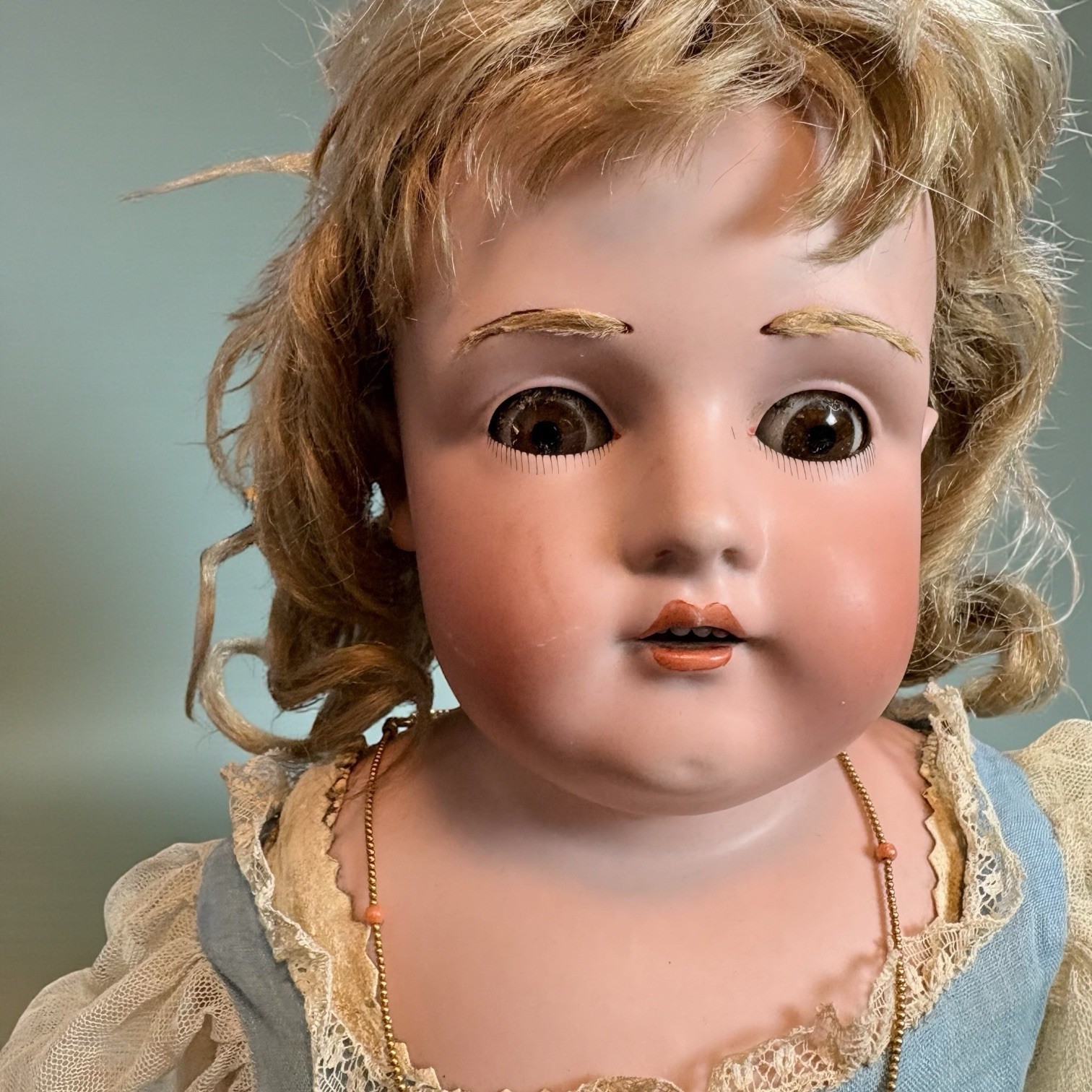 Antique German Bisque Doll c.1900 Sleep Eyes Original Dress ~21″ Collector