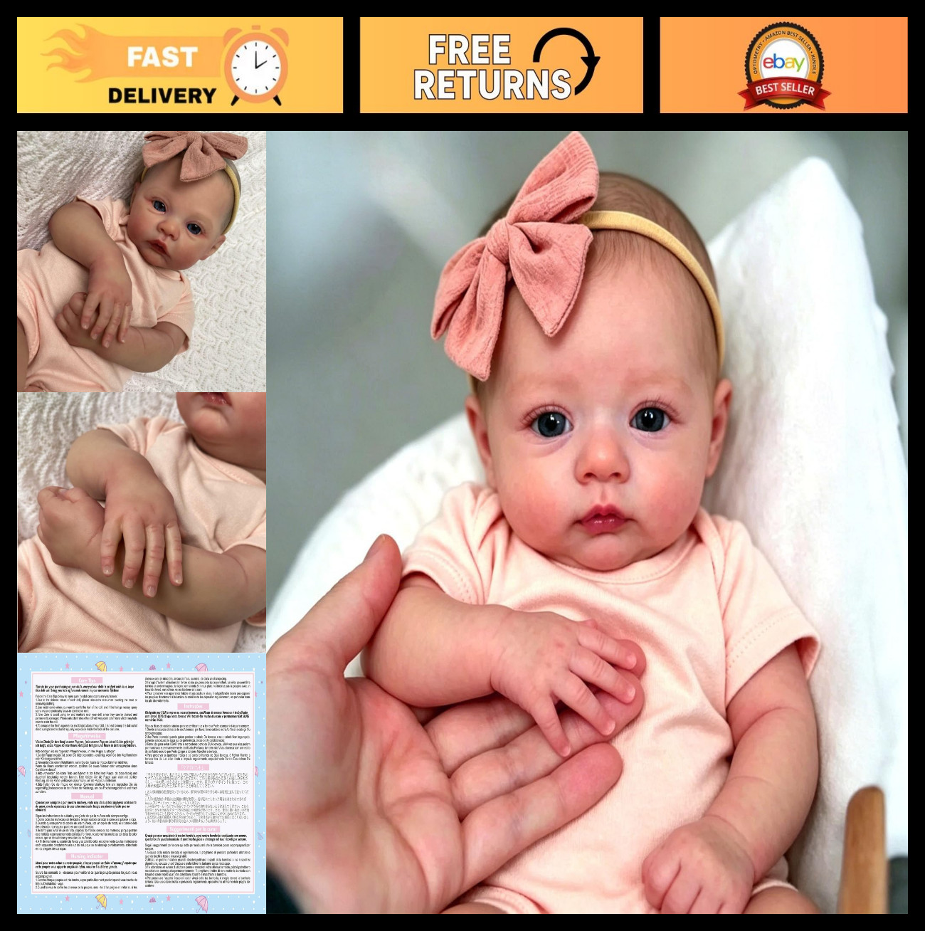 Realistic 19″ Full Body Reborn Baby Doll Girl – Anatomically Correct Newborn wit