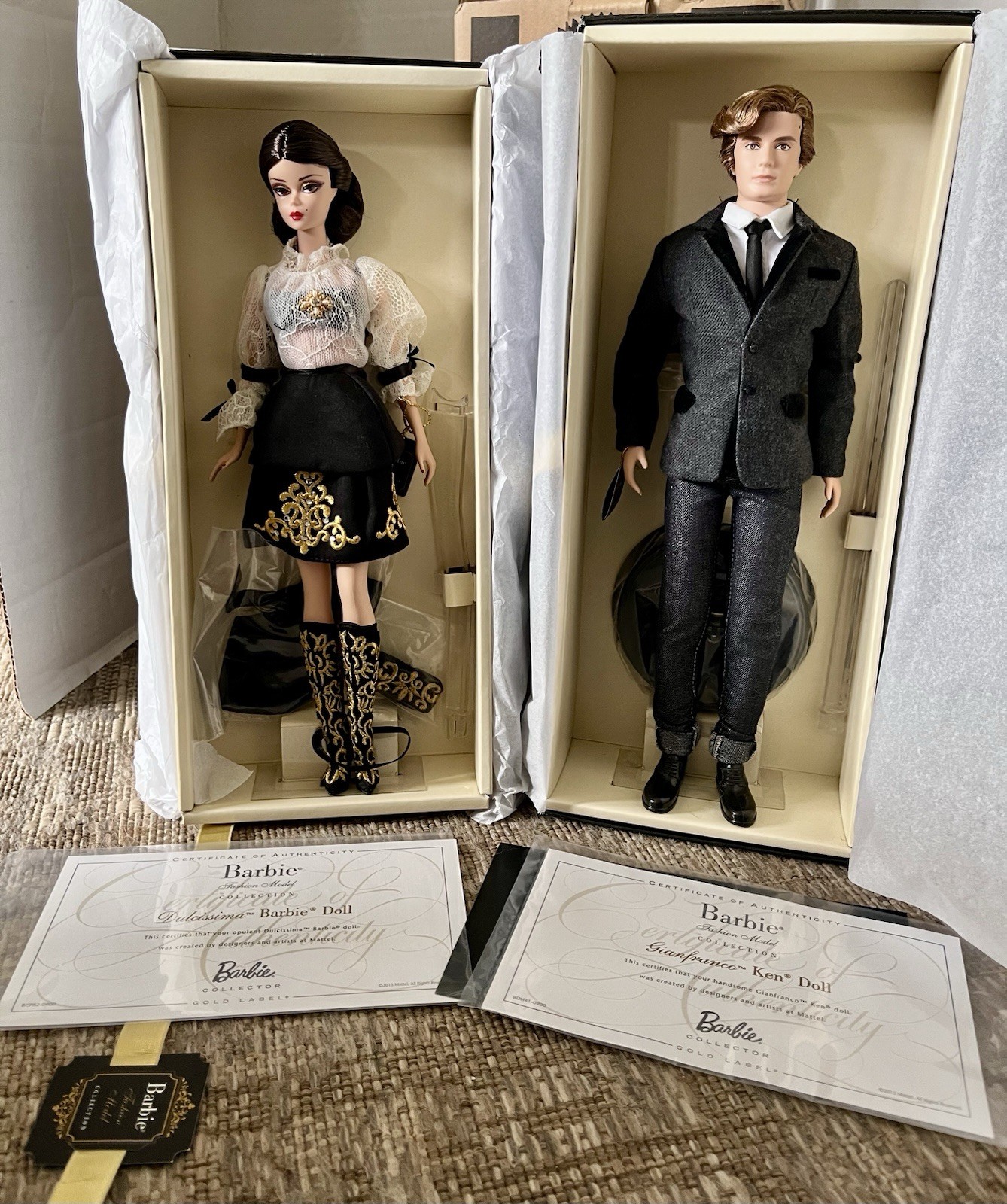 DULCISSIMA AND GIANFRANCO SILKSTONE BARBIES 2013 GOLD LABEL