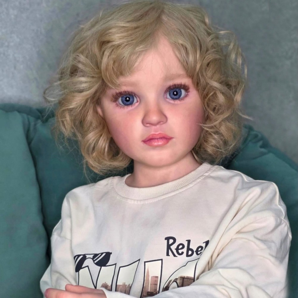 46″ Painted Reborn Doll DIY Kits Toddler Noble Girl Curly Hair Cloth Body Gift