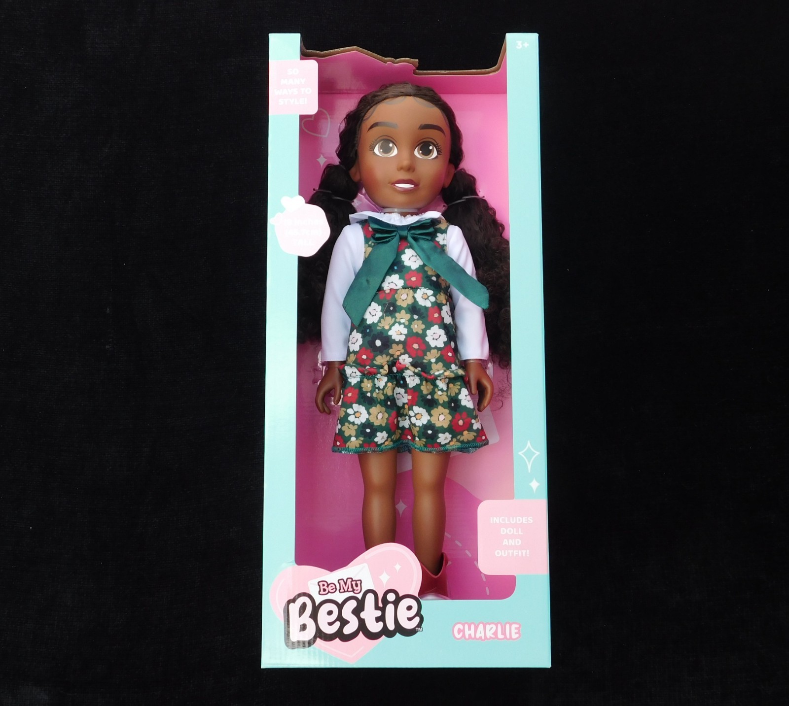 18″ Brown Skin Dress Up Doll: CHARLIE Be My Bestie Black Braids Brown Eyes Boots