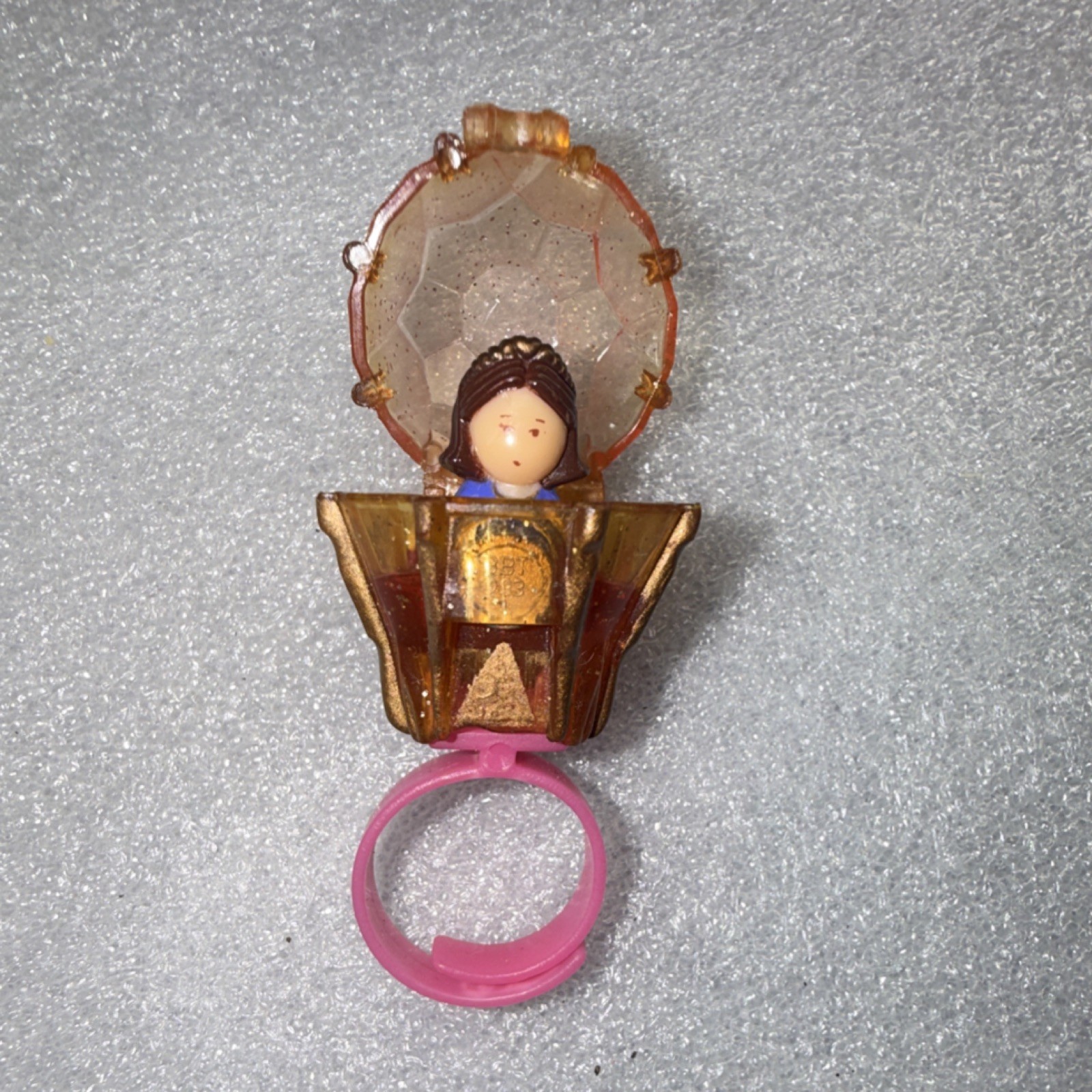 Polly Pocket Mini Doll Ring Playset Pink Gold Vintage Collector Toy 1990s