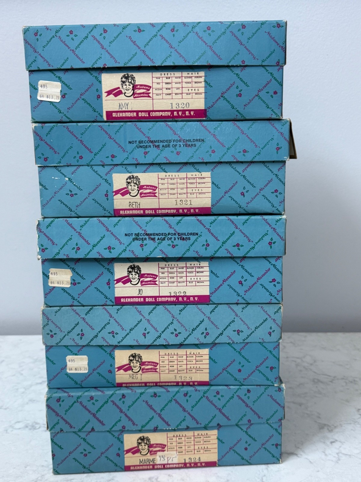 Lot of 5 Madame Alexander LITTLE WOMEN 12″ Dolls MEG JO MARME BETH AMY 1320-1324