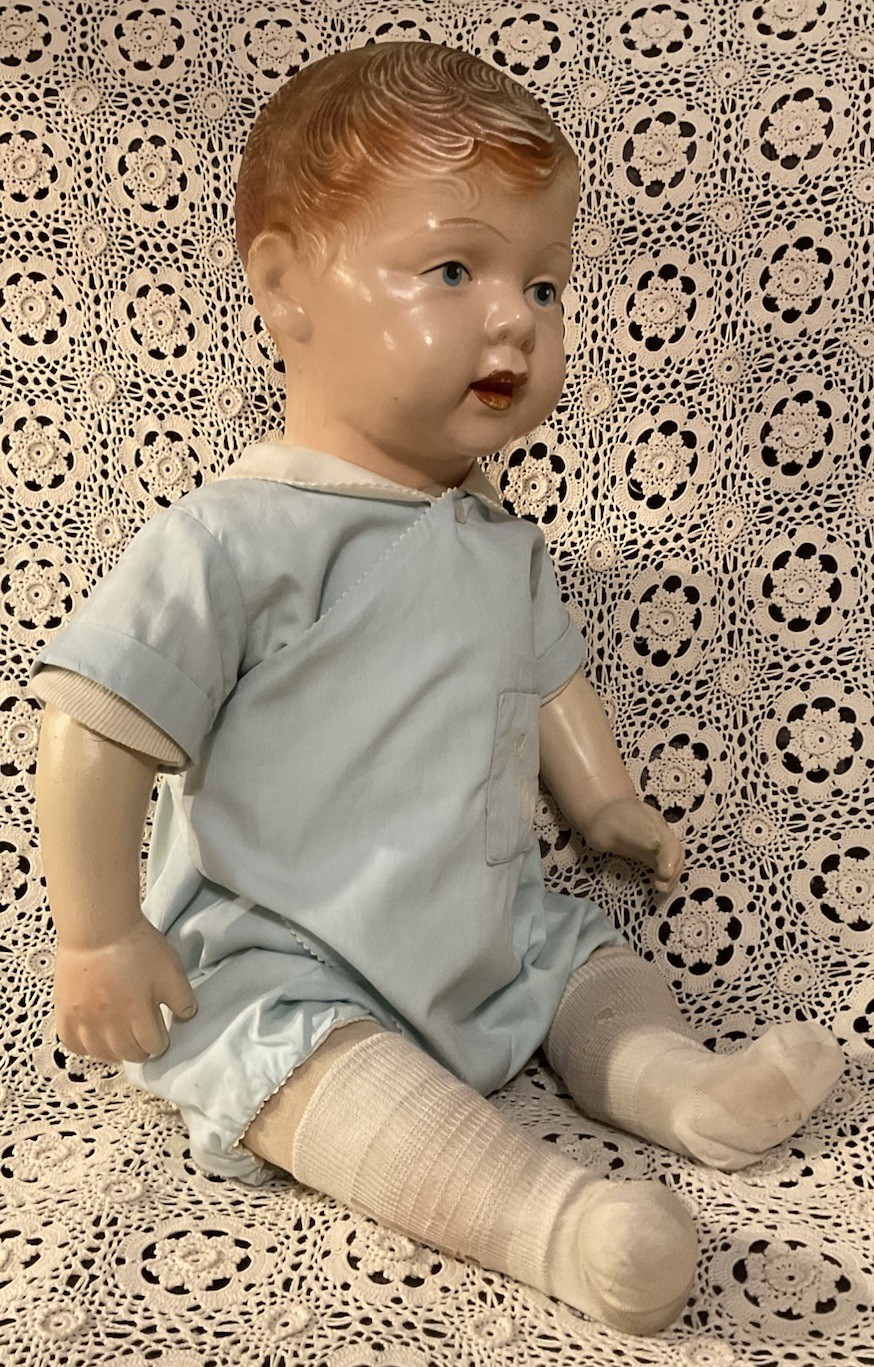 ANTIQUE COMPOSITION & CLOTH LIFE SIZE MANNEQUIN STORE DISPLAY BABY BOY DOLL RARE