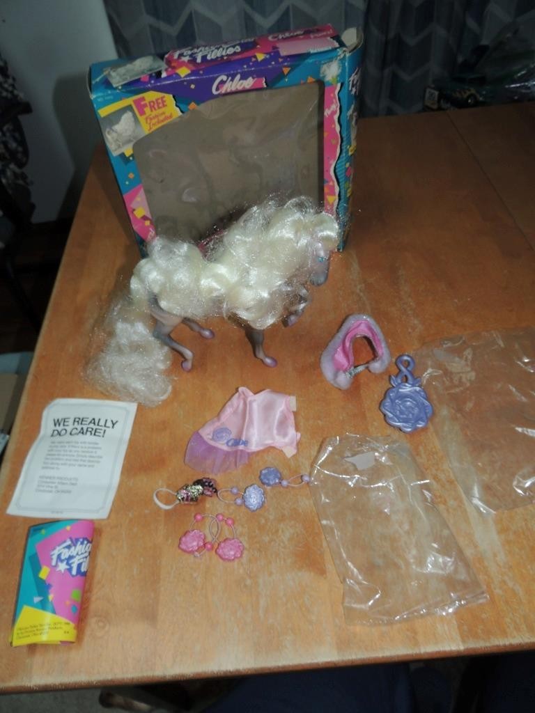 1989 Kenner Fashion Star Fillies Chloe in Open Box with accessories, paperwork