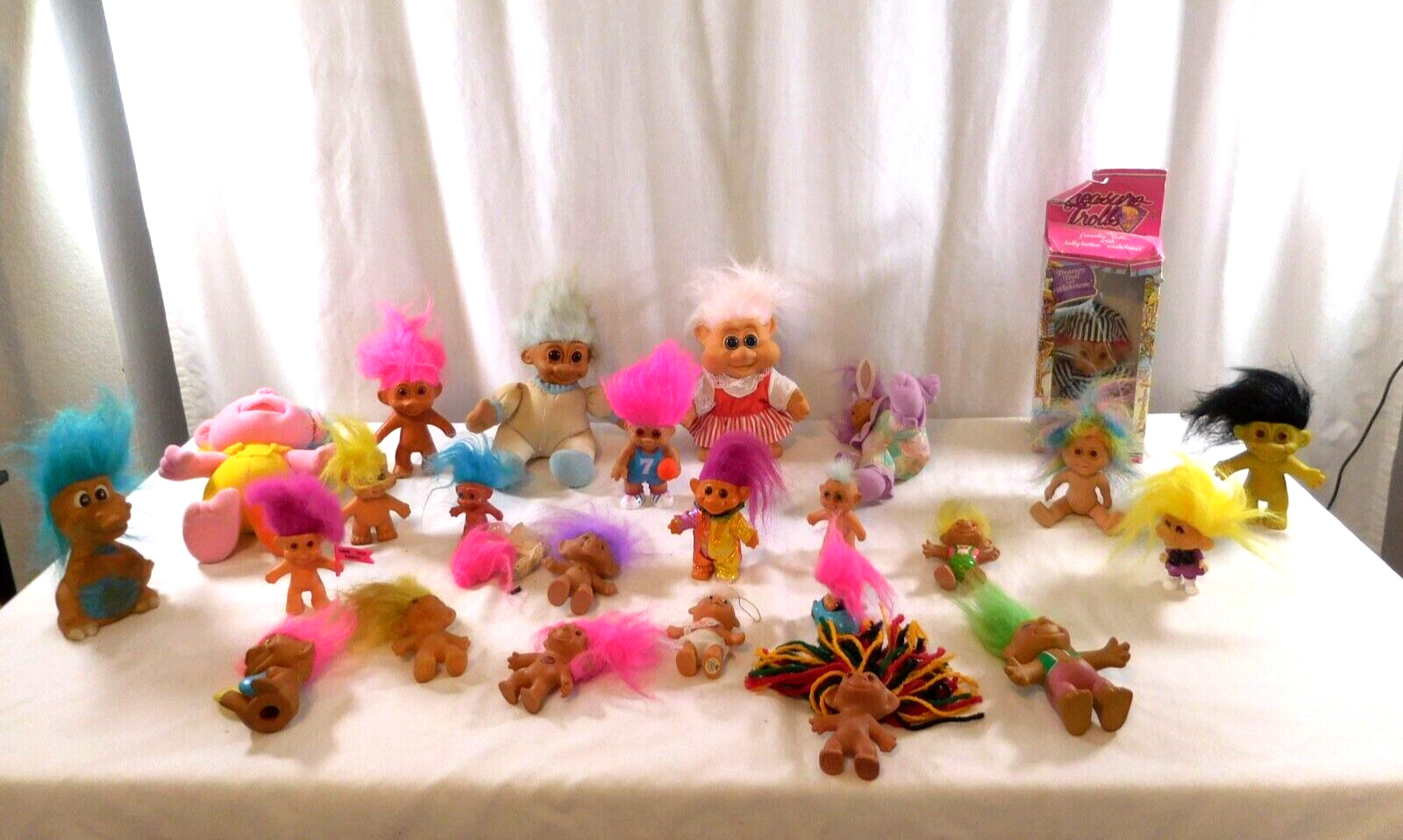 Troll Doll Large Lot Vtg Russ Treasure Wishbone ,Dinosaur, ITB TNT Playskool RA