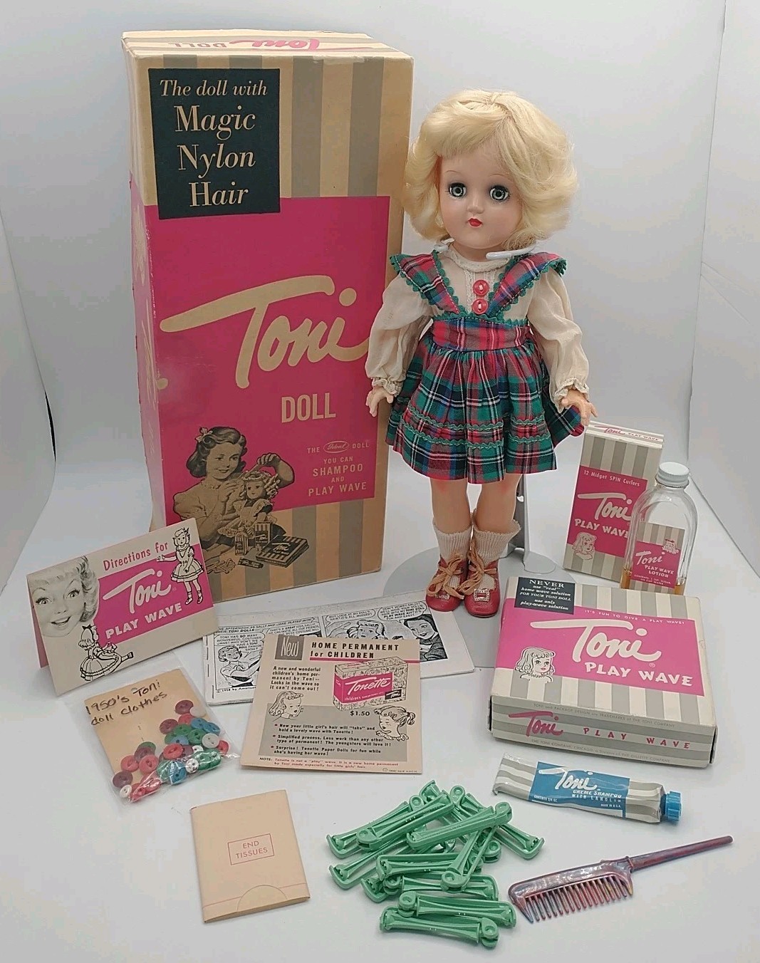 Ideal 14″ Toni Doll Blonde Play Wave P-90 1951 CIB