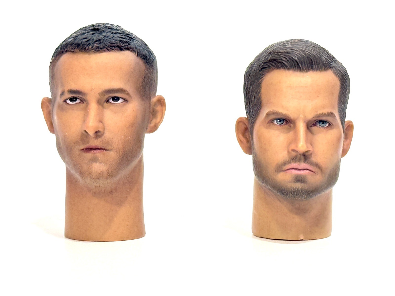 2 Male Action Figure Head Sculpts – Fits Most Ball Post Bodies – Brand New -MINT