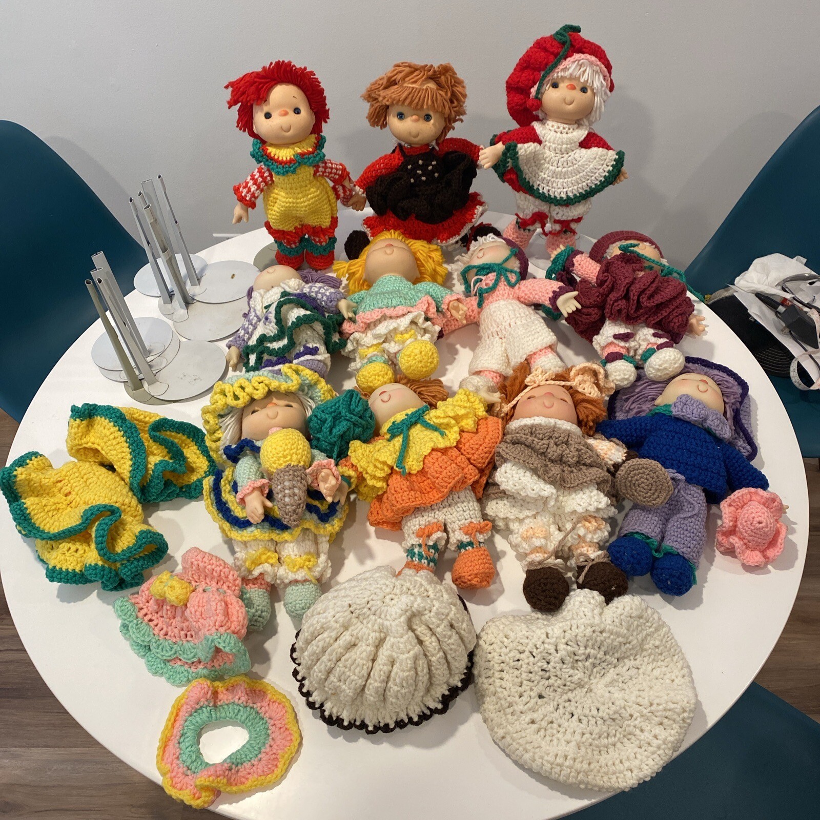 Vintage Handmade Collector Toy Original Porcelain Knit Dolls Collection
