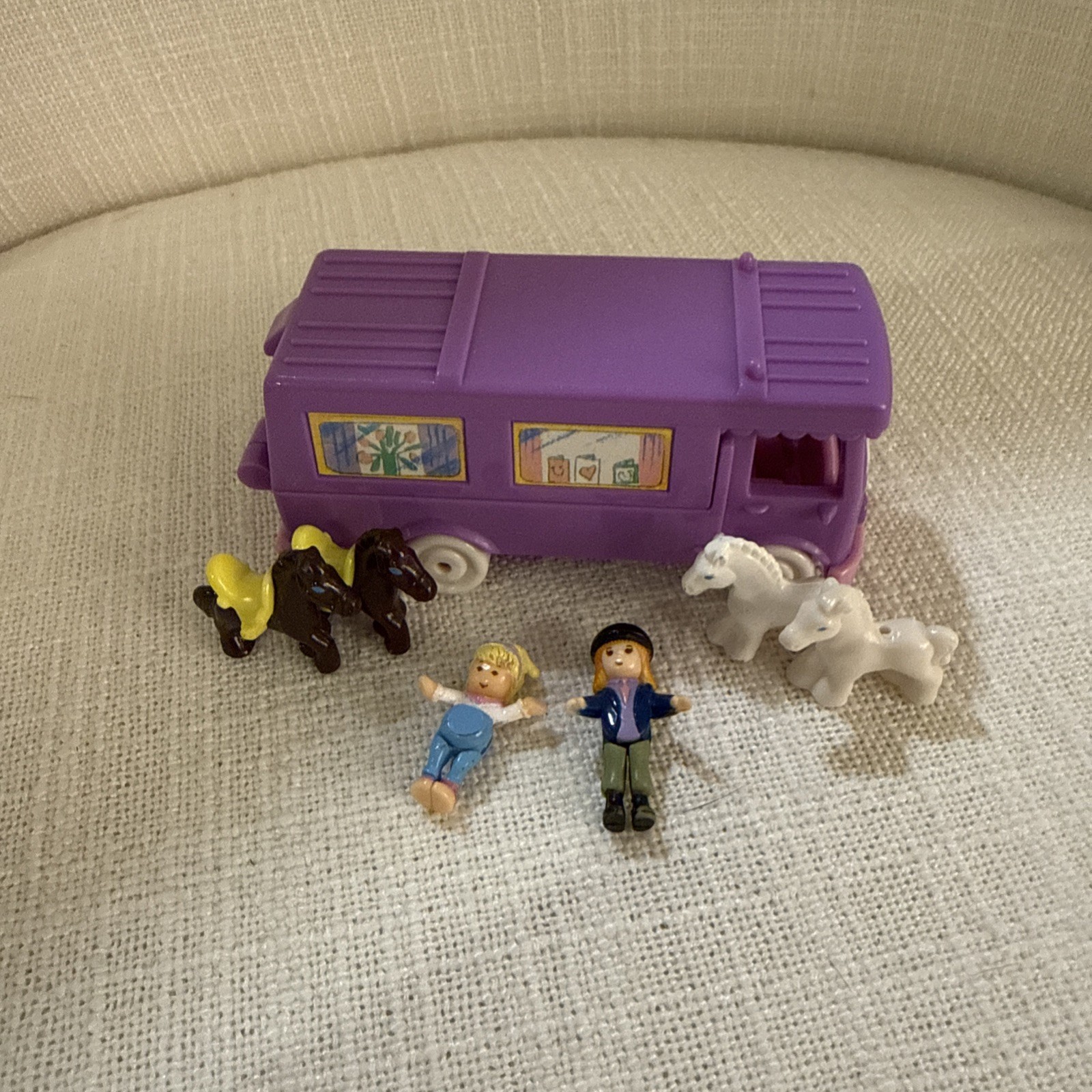 Polly Pocket Stable On The Go Van Vintage 1994 Bluebird Horses Complete + Extras