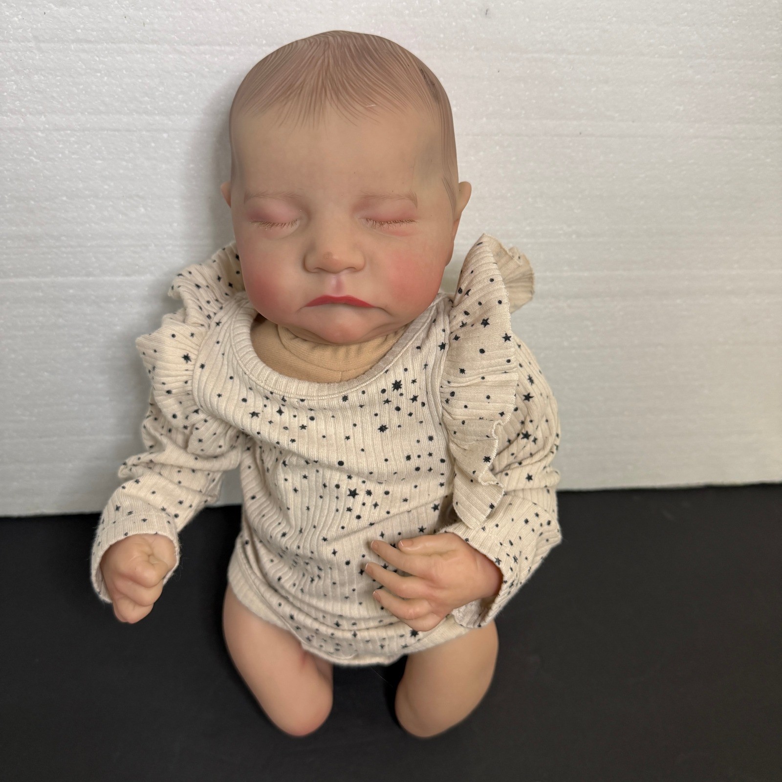 Realistic Sleeping Reborn Baby Doll Star Print Weighted Cloth Body 1 lb 13 18 in