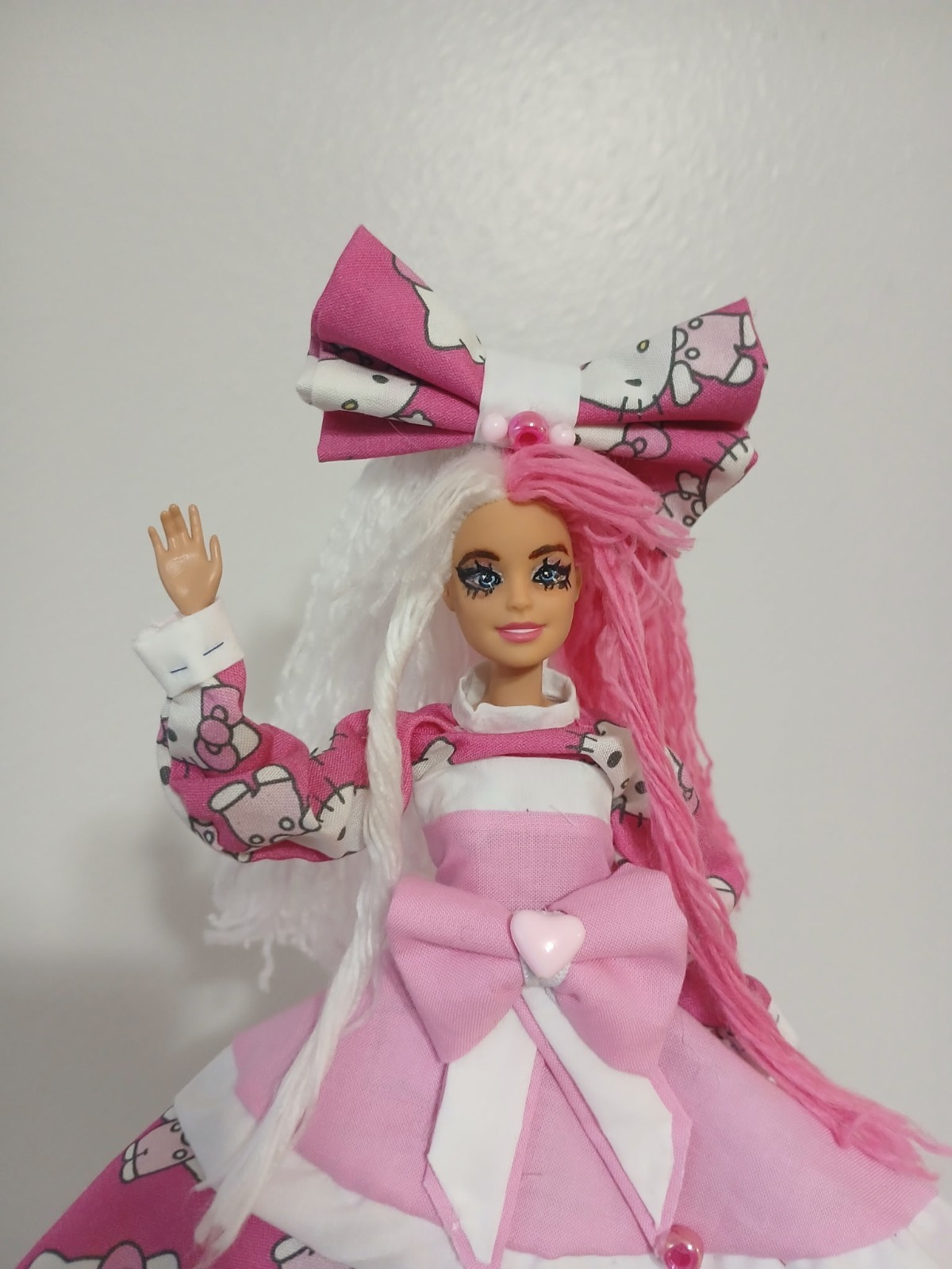 Hello Kitty OOAK Customized Made to move Barbie Doll
