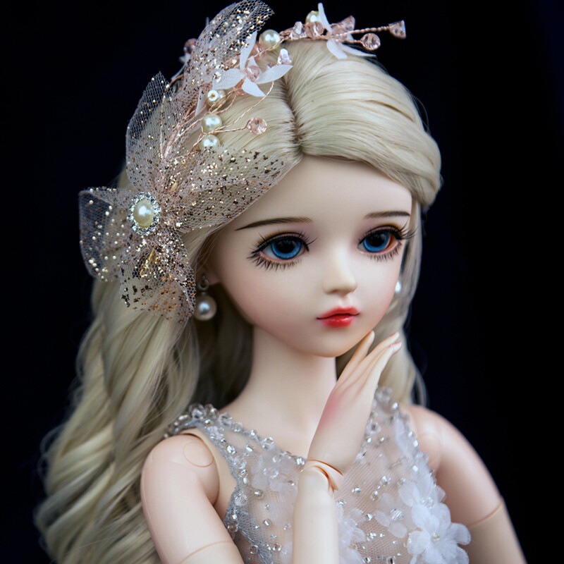 1/3 BJD Doll Moveable Joint with Face Makeup Removable Eyes Dress Wigs Full Set