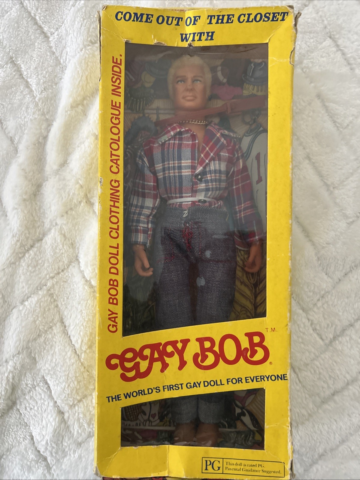 GAY BOB DOLL 1977 FIRST GAY DOLL ANATOMICALLY CORRECT w/BAG & CATOLOGUE