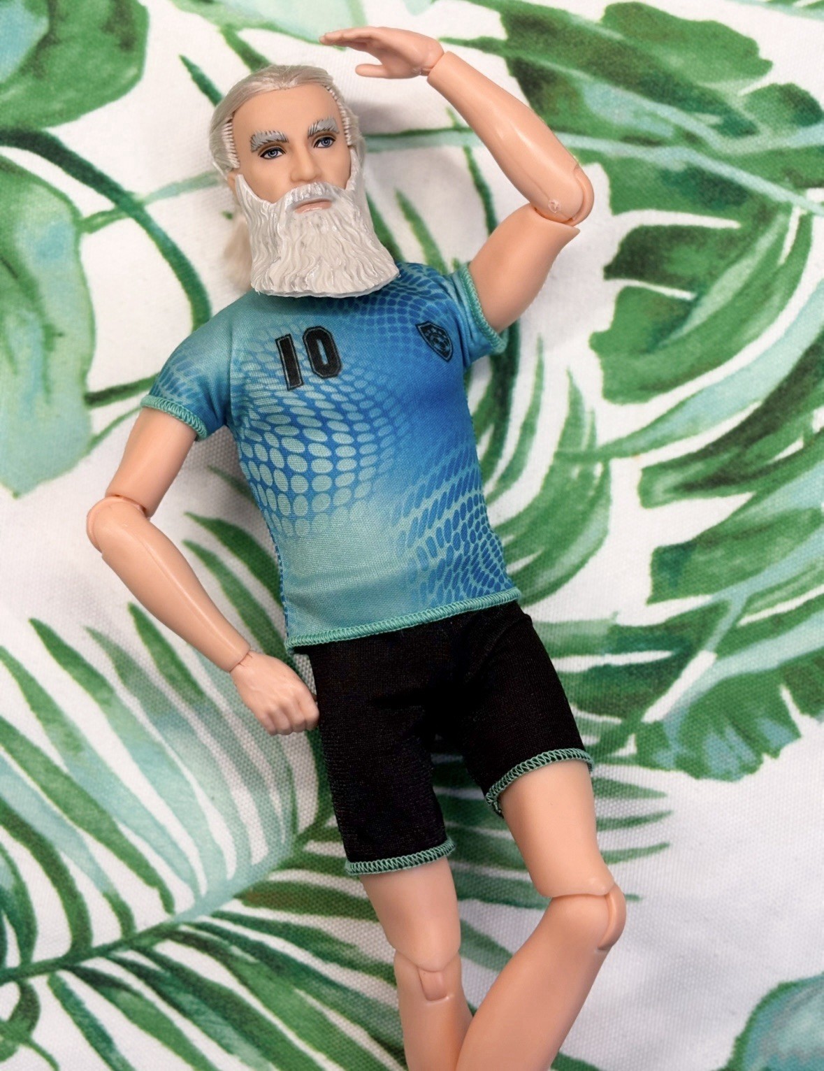 Grandpa Ken Doll For OOAK Barbie Hipster Silver Fox World Cup Fan