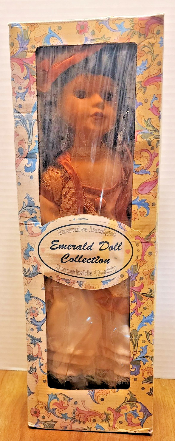 Emerald Doll Collection Porcelain Doll in Pink Dress- Vintage