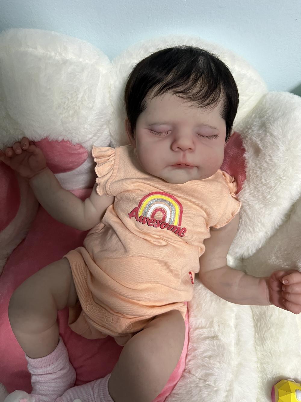 21inch Artist Painted Reborn Baby Doll Erica Hand-Rooted Mohair Finished DIY Toy