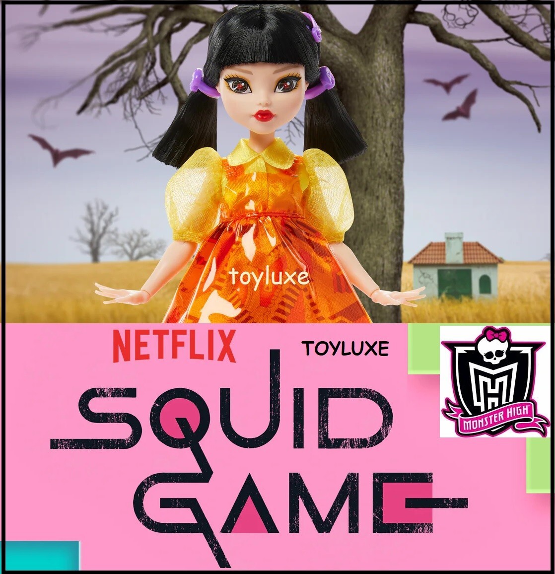 Monster High Skullector Young-Hee Doll Netflix Squid Games Red Light Green Light