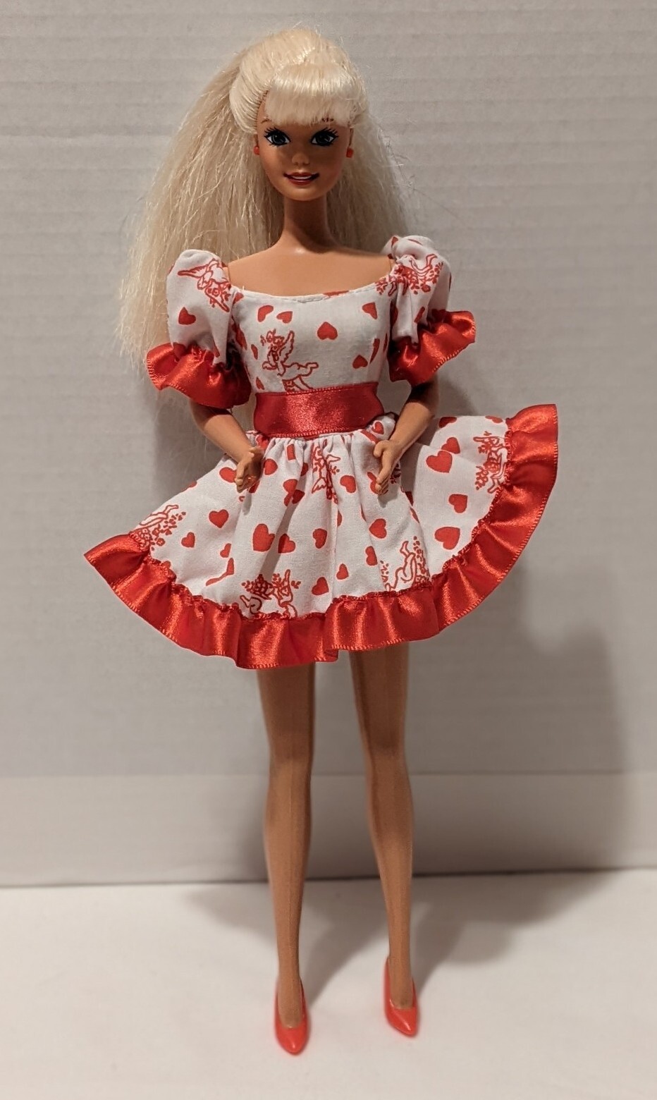 1996 Back To School Barbie Redressed Valentine Greeting Card Dress